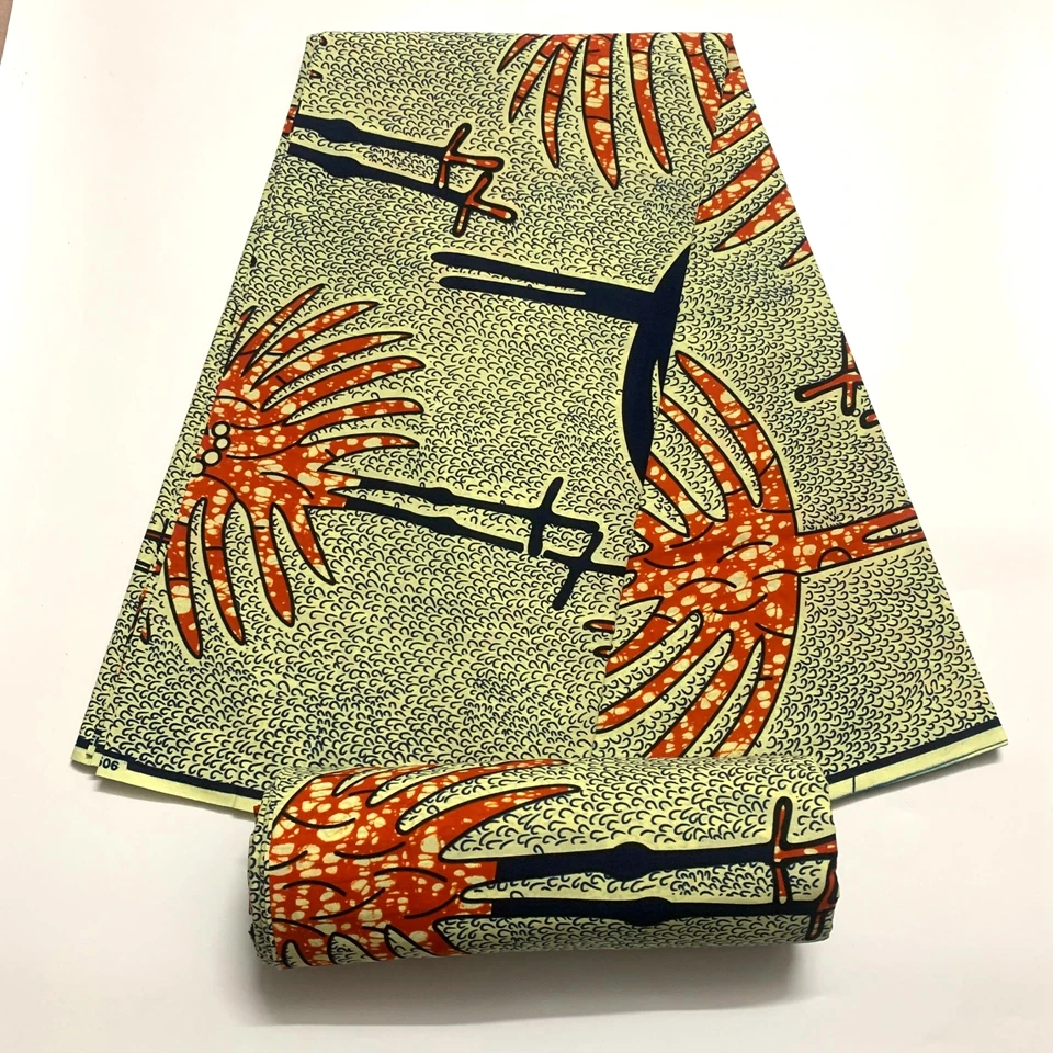 

Африканская ткань с принтом, вощеная ткань, Африканский хлопок 100%, высокое качество шитья, оригинальный принт, вощеная ткань, лоскутный материал 6 ярдов