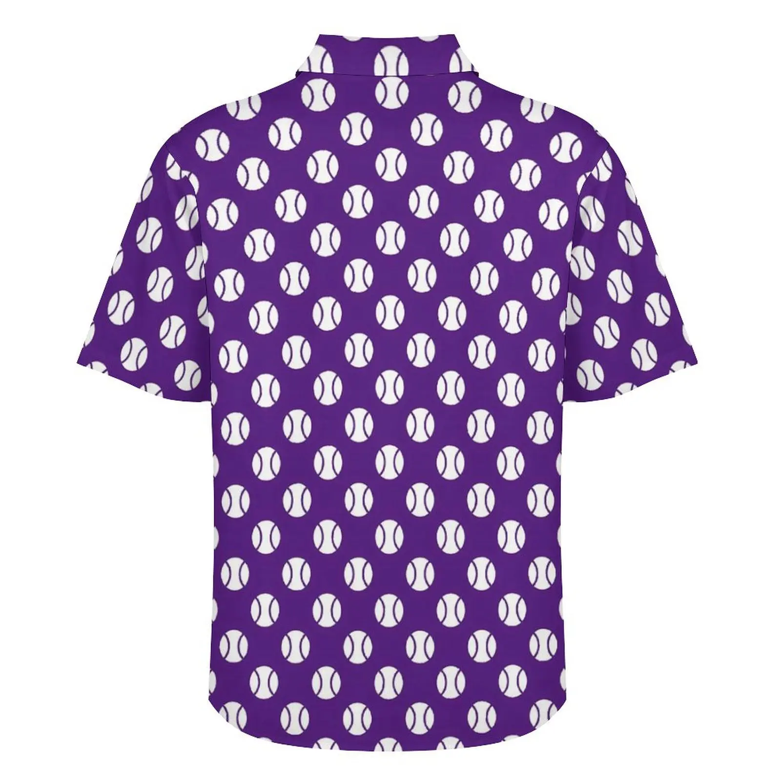 Ball Print Vacation Shirt Cute Purple Tennis Hawaiian Casual Shirts Men Novelty Blouses Short Sleeve Y2K Fashion Custom Clothes