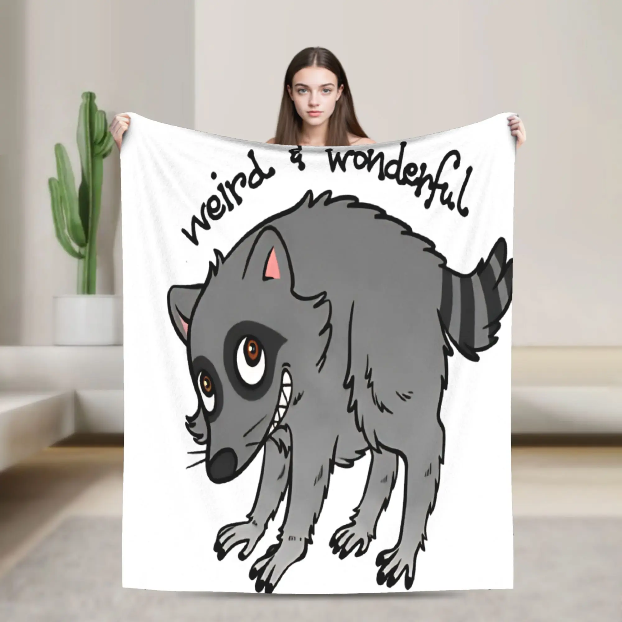 Weird and Wonderful Jimothy Raccoon Blanket Winter Warm Cozy Throw Blanket For Girls Bedroom Flannel Bedspread Bed Cover