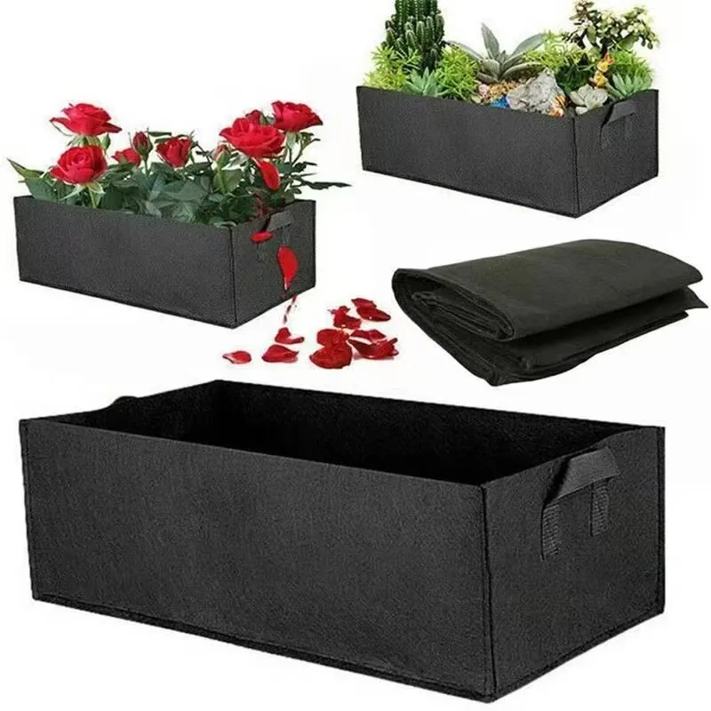 Square Non-woven Felt Plant Grow Bag Multi-functional Vegetable Flower Growing Bucket Breathable Fabric Planter Pot Garden Plant