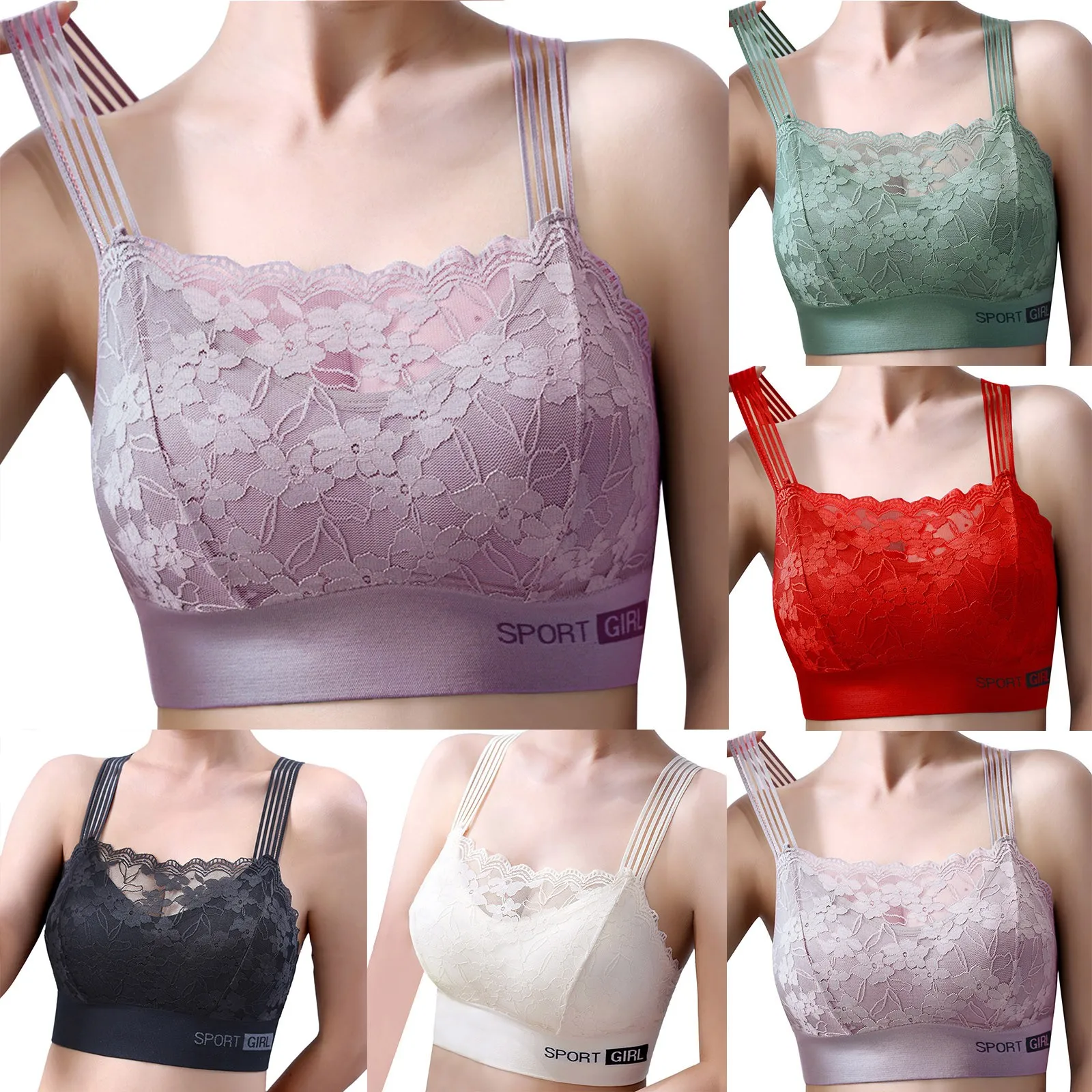 Women's New Lace Beautiful Back Women's Chest Wrap Large Chest Pad Small Chest Anti Light Backing And Bra