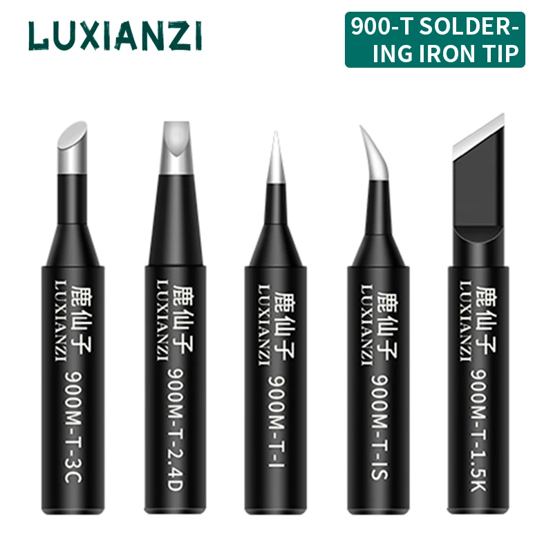 

LUXIANZI 900M-T Pure Copper Soldering Iron Tip Black Lead-free Solder Head BGA Rework Station Welding Repair Tool Accessories