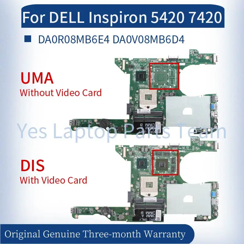 DA0R08MB6E4 DA0V08MB6D4 DA0R08MB6E2 For DELL Inspiron 5420 7420 Laptop Mainboard 0KD0CC 0HMGWR 03C38H SLJ8C Notebook Motherboard