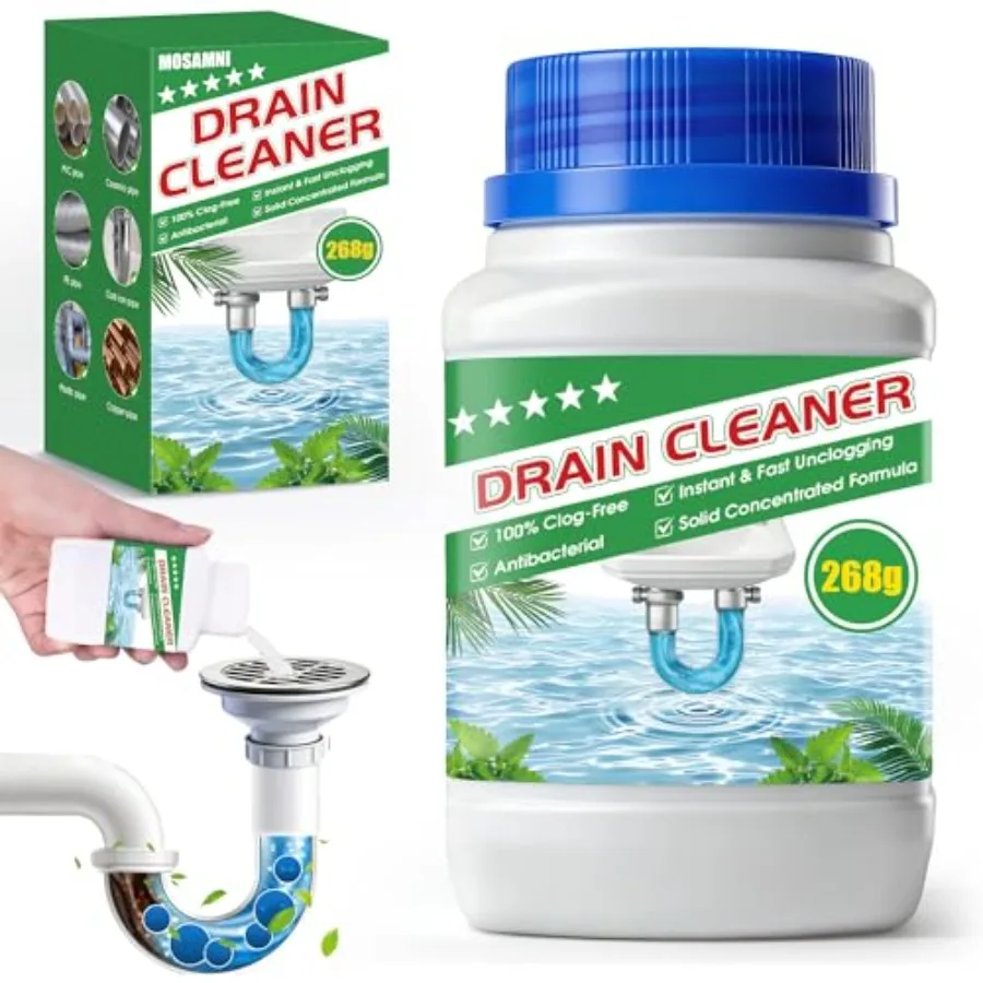 

MOSAMNI Drain Clog Remover, 268g Solid Pipe Cleaner Particle, Fast Acting Drain Cleaner for Kitchen Sinks, Bathtubs and Showers