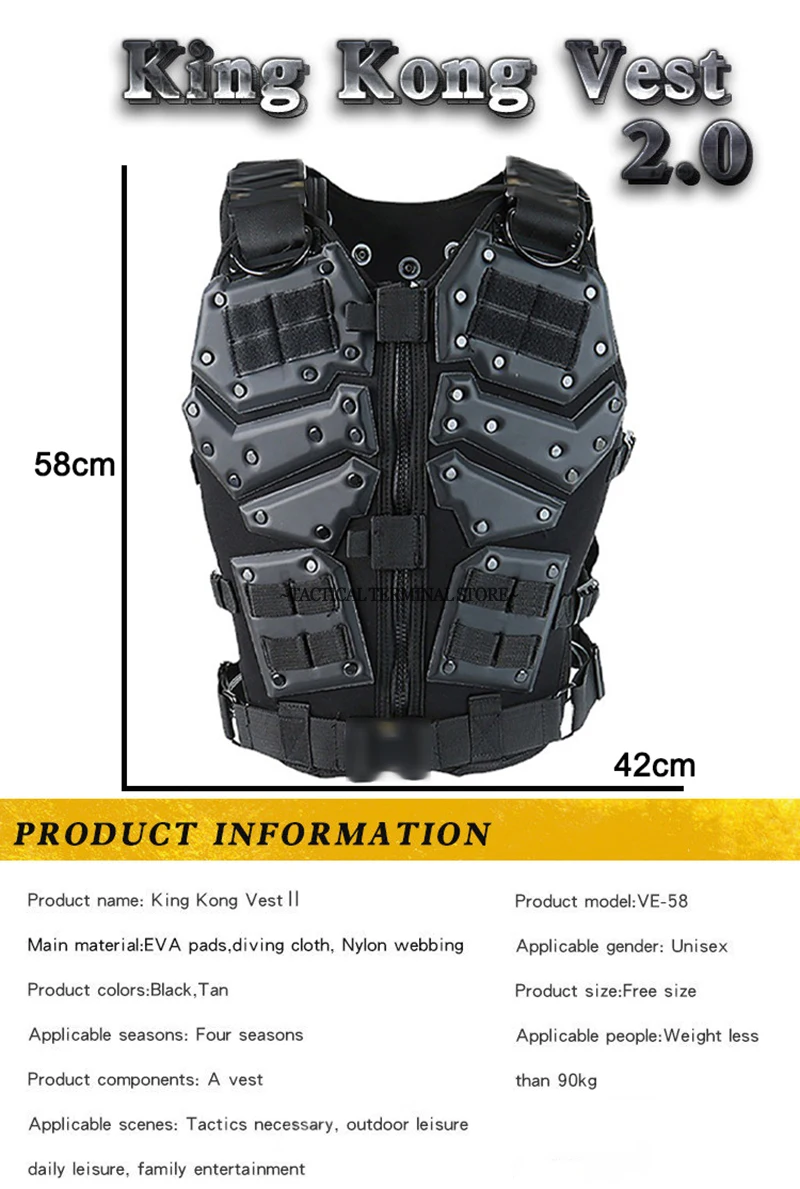 KÖNIG KONG WESTE 2,0 Taktische Platte Träger Einstellbare Kampf Körper Rüstung Jagd Outdoor CS Airsoft Ausrüstung Training TF3 Westen – Detail 1