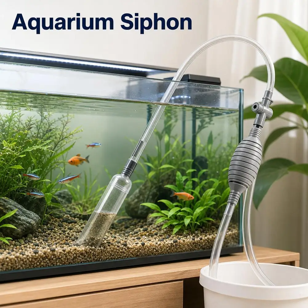 Aquarium-Wasserwechslerpumpe mit Fäkalienabsaugung, Sandwaschmaschine, Abwassersiphon und Reinigungswerkzeug für Aquarien – Detail 5