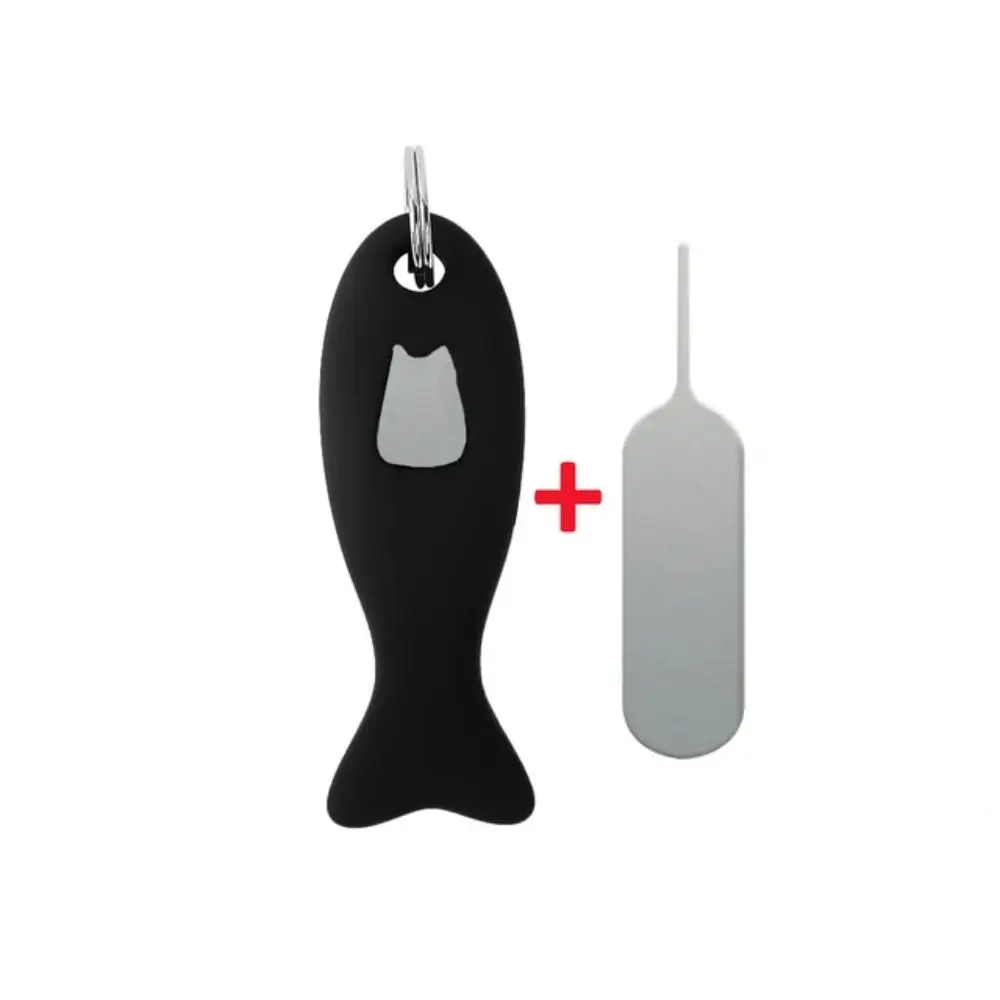 

Creative Fish Shape Sim Card Removal Needle Pin Anti-Lost Tray Keychain Universal Mobile Phone Steel Ejector Pin Storage Case