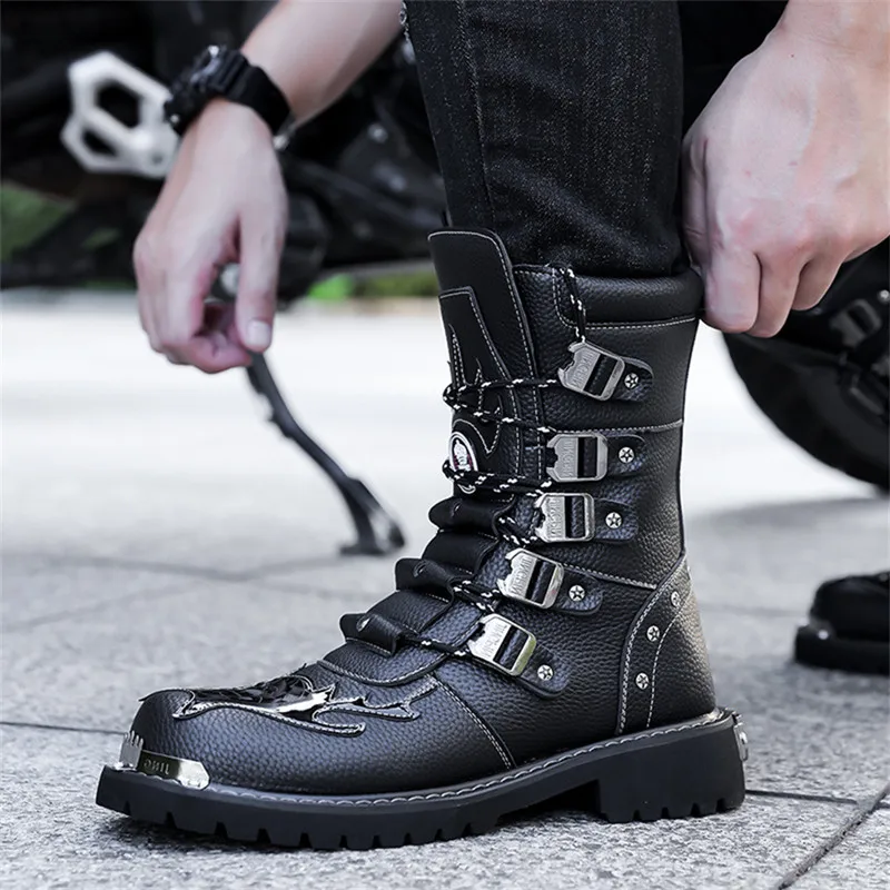 

Motorcycle Boots Four Season Men's Outdoor New Fashion Plus Size High Top Cycling Shoes Comfort Anti-collision Protective Boots