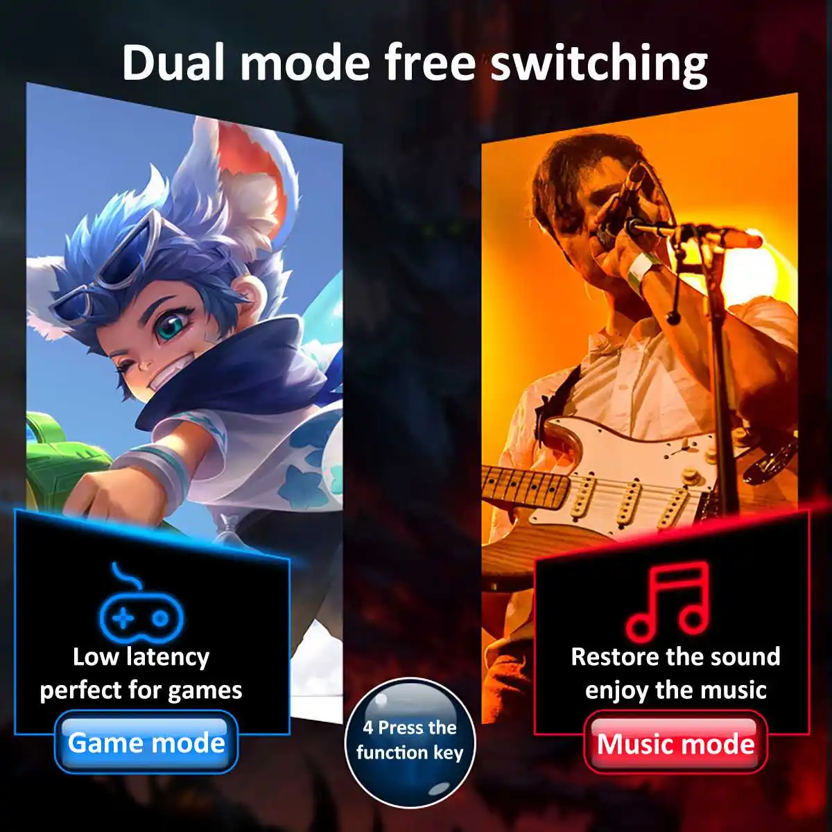 K2-s bluetooth 5.1 earbud nirkabel latensi rendah earphone Gaming dengan mikrofon tampilan Digital cermin 3500mAh kotak pengisi daya