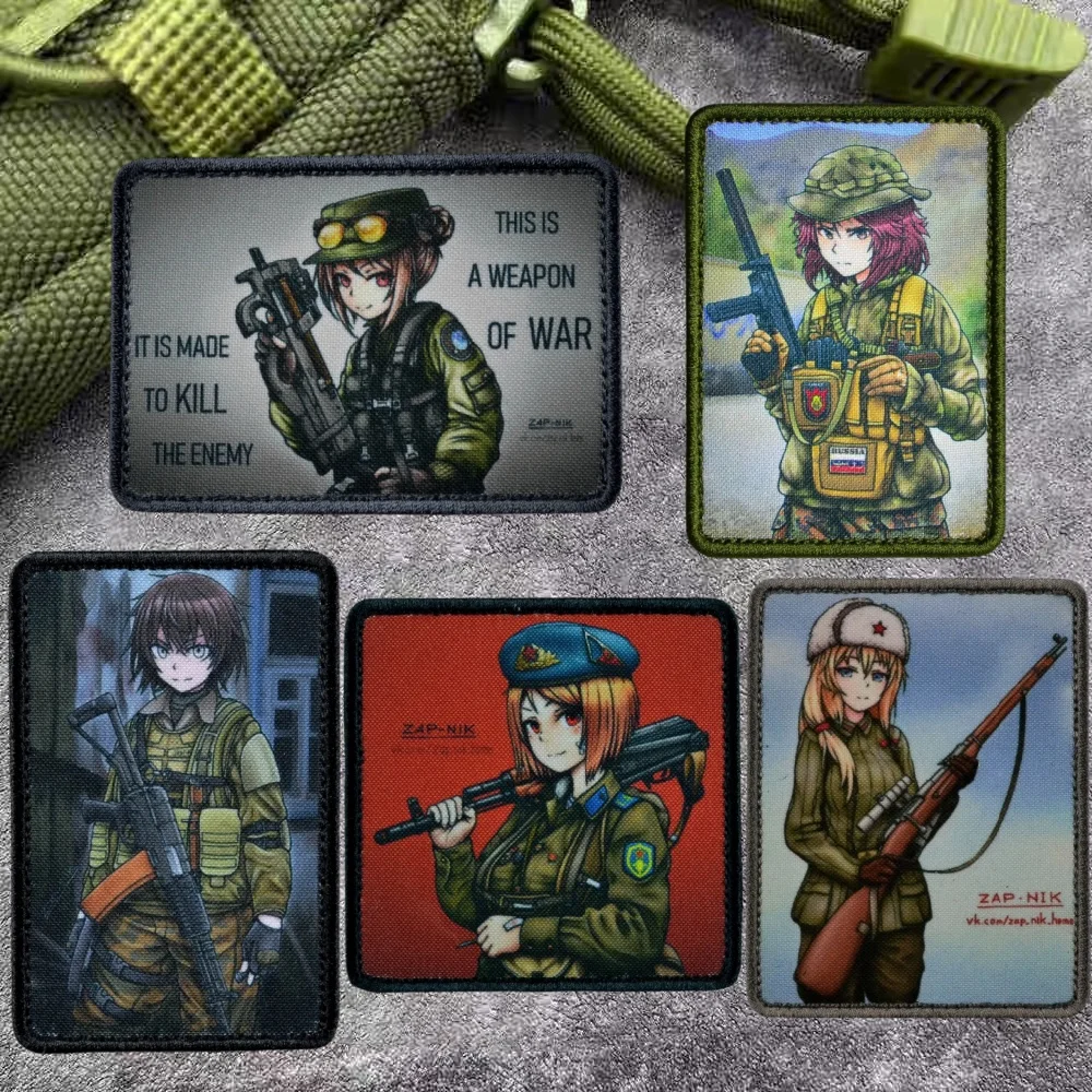 Manga Mosinka Anime Paratroopers Morale Badge Printed Patch P90 Girls' Frontline Tactical Military Hook and Loop АЕК-971 Sticker