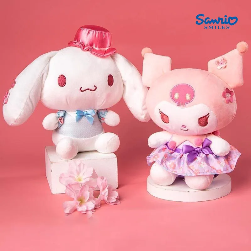 Sanrio pluszowa lalka słodka brzoskwiniowa seria Kawaii Kuromi pluszowe wypełnione zabawkowa melodia kotek miękka lalka na prezent urodzinowy Boże Narodzenie