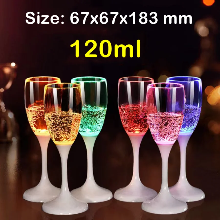 6 buah cangkir LED warna-warni mug minum berkedip perlengkapan bersinar cangkir wiski induksi bercahaya dekorasi pesta Cocktail 150/120/250Ml