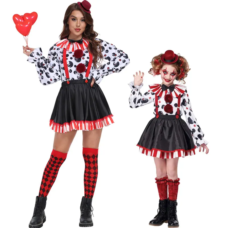 

Girls Cosplay Harlequin Clown Costume Adult Women Halloween Carnival Masquerade Purim Monster Funny Ugly Circus Party Fancy Dres