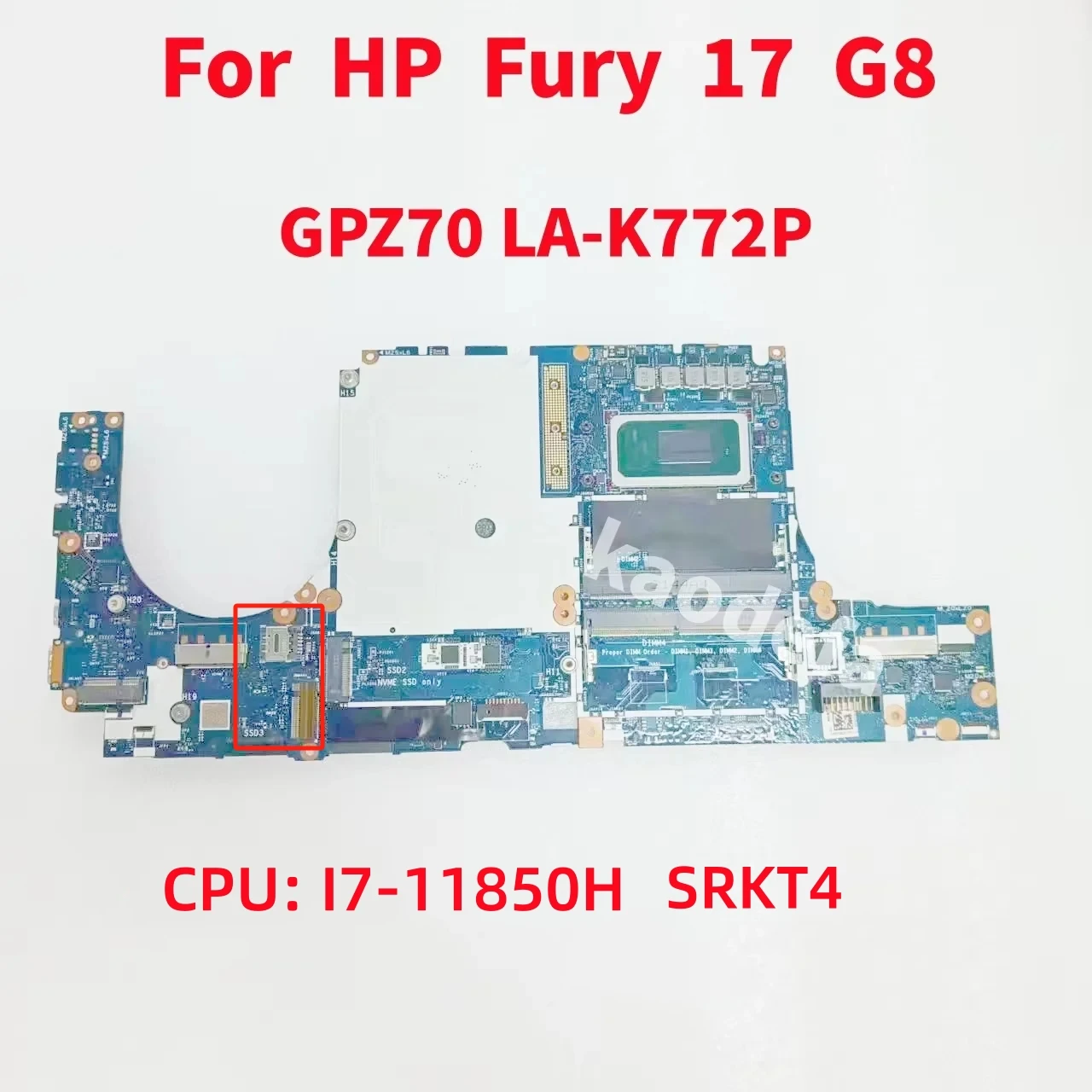 GPZ70 LA-K772P Mainboard For HP Zbook Fury 17 G8 Laptop Motherboard CPU: I7-11850H  SRKT4 DDR4 100% Test OK