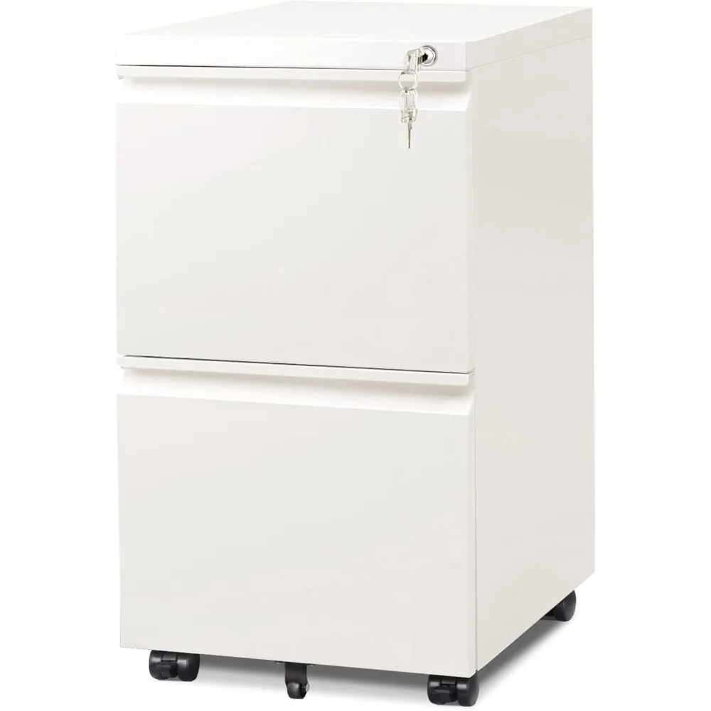 2 Drawer Mobile File Cabinet with Lock, Commercial Vertical Cabinet