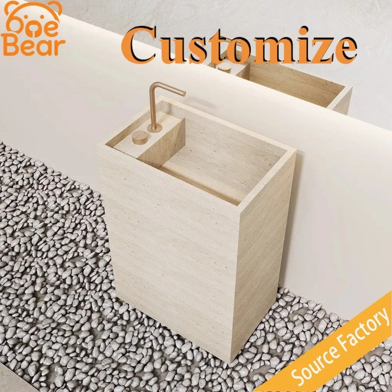 Any Size Custom Quick-drying Marble Sink Hydrophobic Treatment Waterproof Anti Stain Wear Resistant Busy Restroom Basin