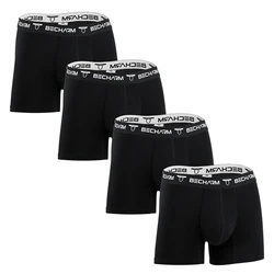 4pcs/Lot Men's Panties Male Underpants Man Pack Shorts Boxers Men Briefs Solid color Boxershorts Large Size Black 4 pieces