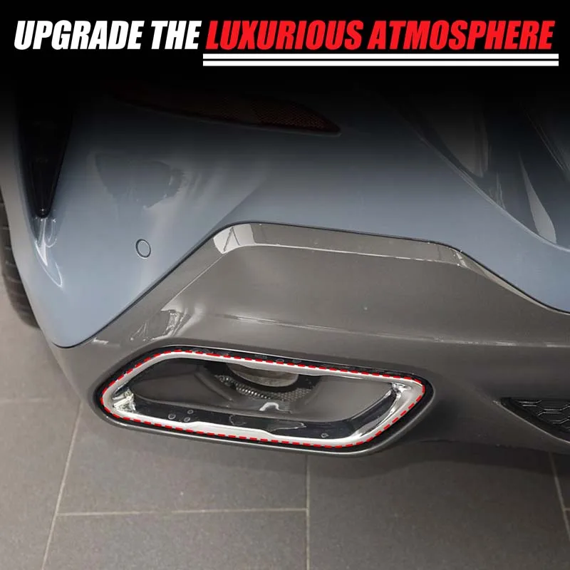 

2 Pcs Stainless steel Car tail throat decorative frame cover For BMW 8 Series G14 G15 G16 2019+ Auto Accessories