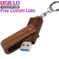 JASTER-Clé USB 3.0 en bois haute vitesse, clé USB gratuite, disque U avec logo gratuit, 16 Go, 8 Go, 4 Go, 32 Go, 64 Go, 128 Go