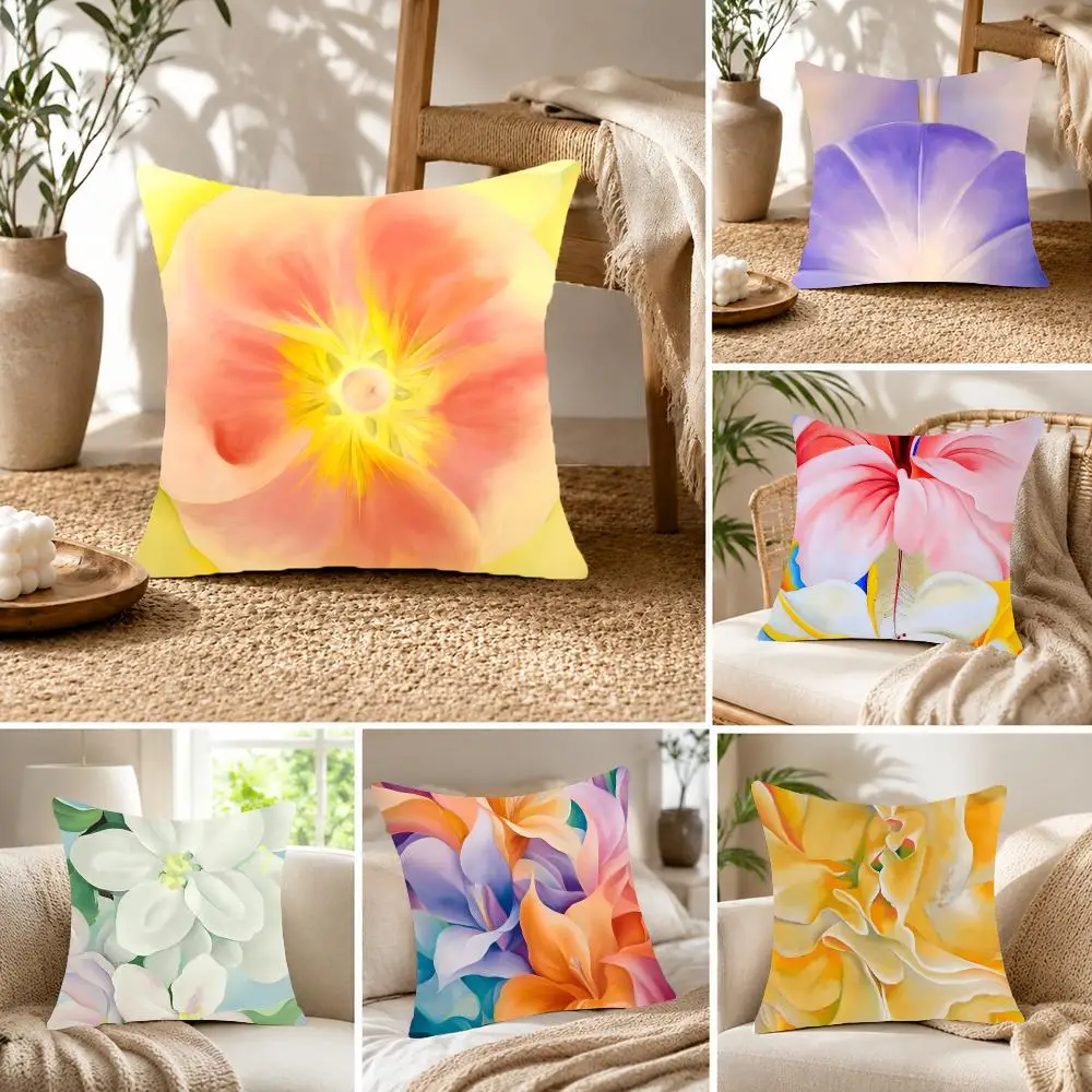 Soft Organic G-Georgia O'Keeffe Cushion Cover Fluffy velvet Nordic style plush Living room sofa decorative