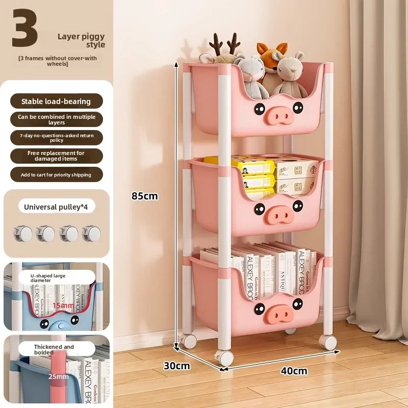 Modern bookshelf storage rack Living room floor-to-ceiling multi-layer snack rack trolley