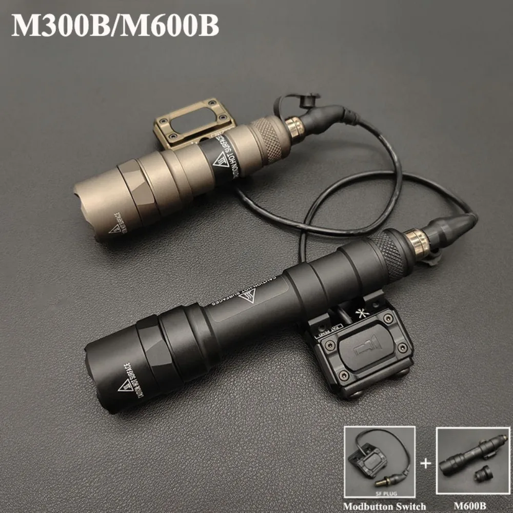 Tactical SF M600B M300B Airsoft LED Flashlight with Modbutton Pressure Switch Scout Rifle Gun Weapon Light Fit 20mm Rail