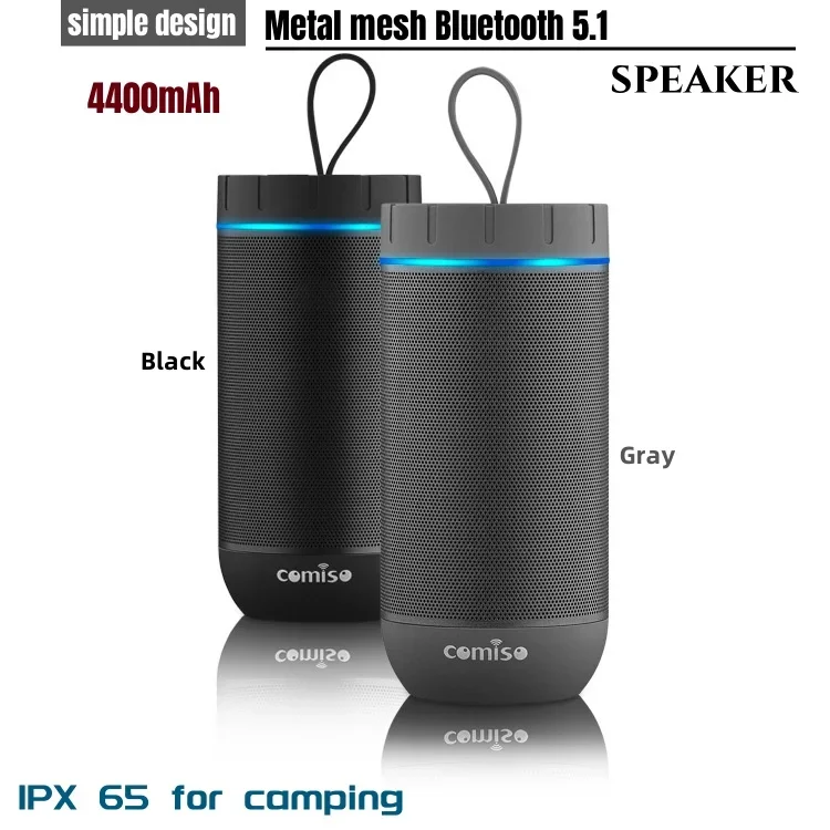 

IPX65 Waterproof Sound Column TWS Portable Metal Mesh Caixa De Som Bluetooth Speaker Outdoor Camping Bluetooth Subwoofer 4400mAh