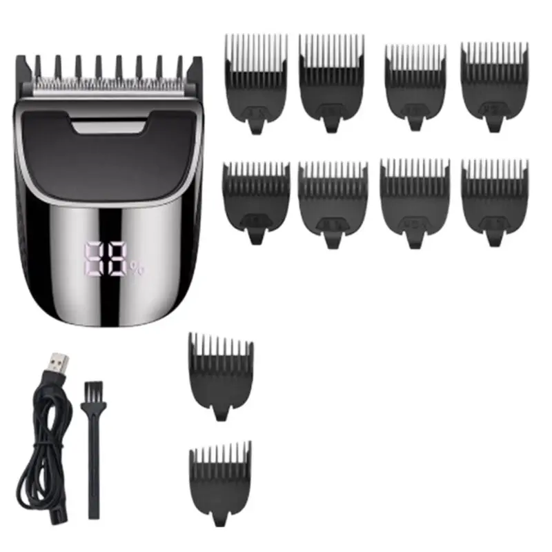 A66T-Professional Cordless Electric Beard& Hair Clipper, 0.1Mm Precision Bald Head Self-Cutting Trimmer Machine For Men