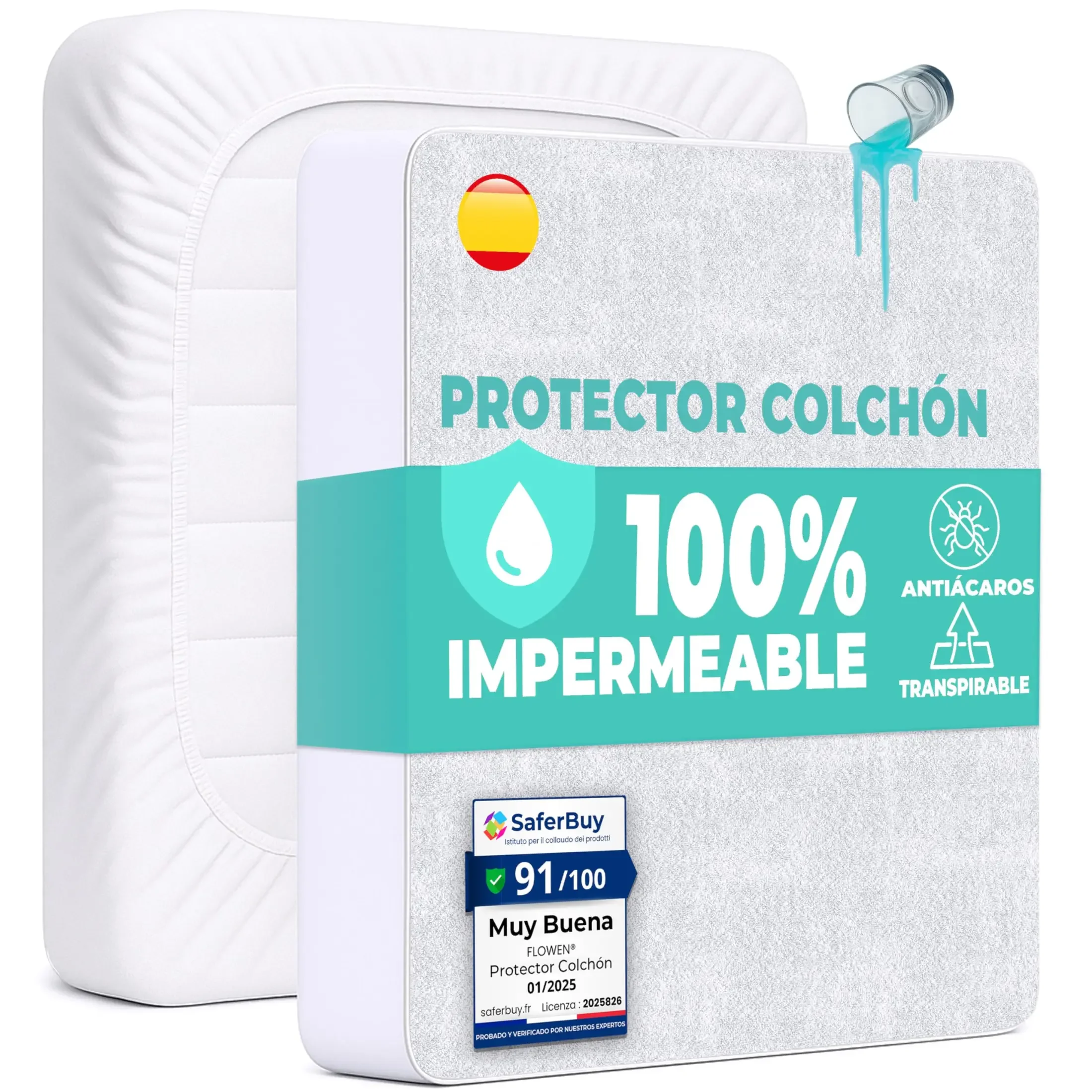 Protector Colchón 60x120 cm Funda Colchón Impermeable de Algodón Sábana Impermeable Protectora para Cuna Cubre Colchón Transpirable Cover Hipoalergénico Antiácaros Antibact. Lavable a Máquina Size: