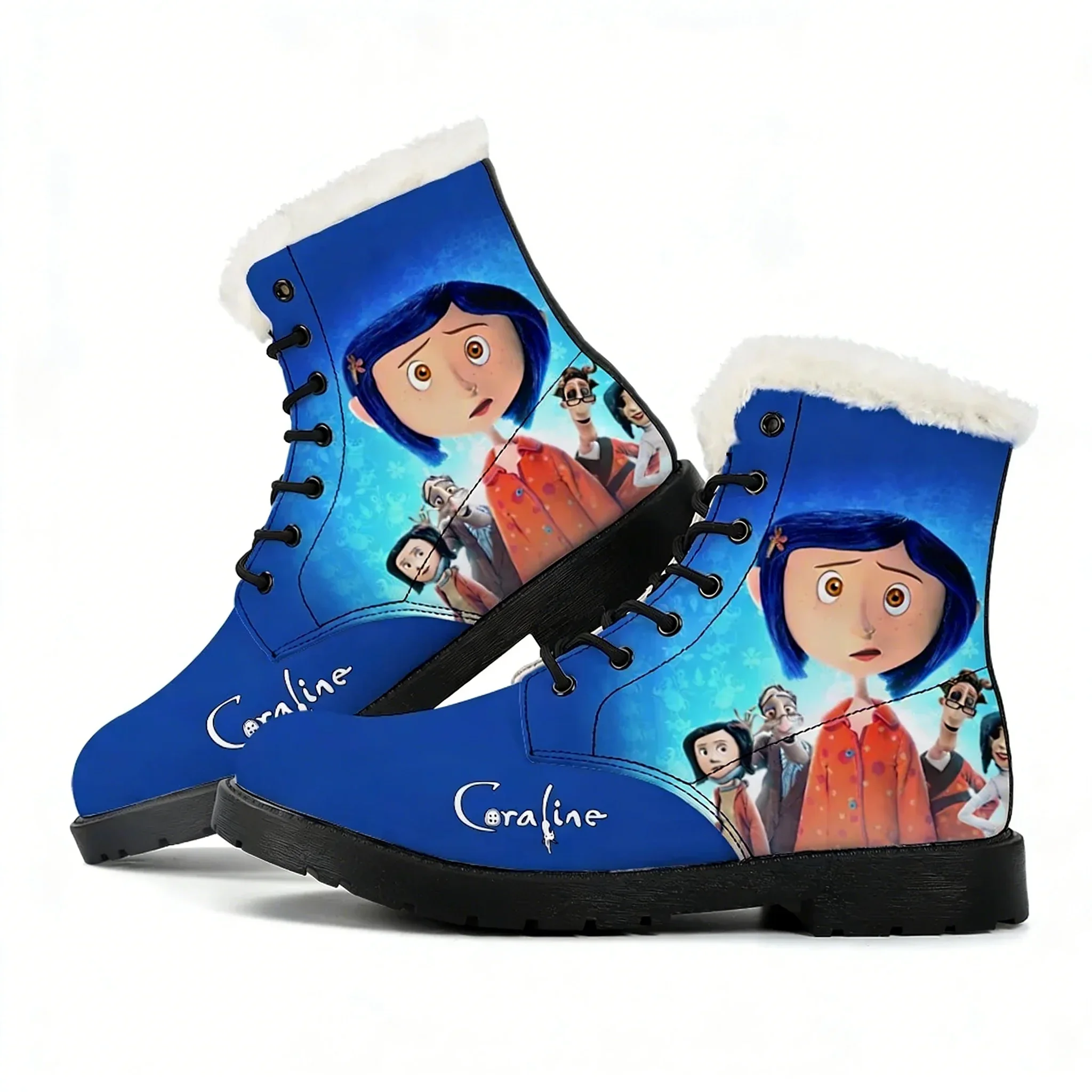 

Плюшевые ботинки Coraline для мужчин, женщин и подростков, повседневная обувь, теплые уличные ботинки, высококачественная персонализированная модная обувь с индивидуальным дизайном