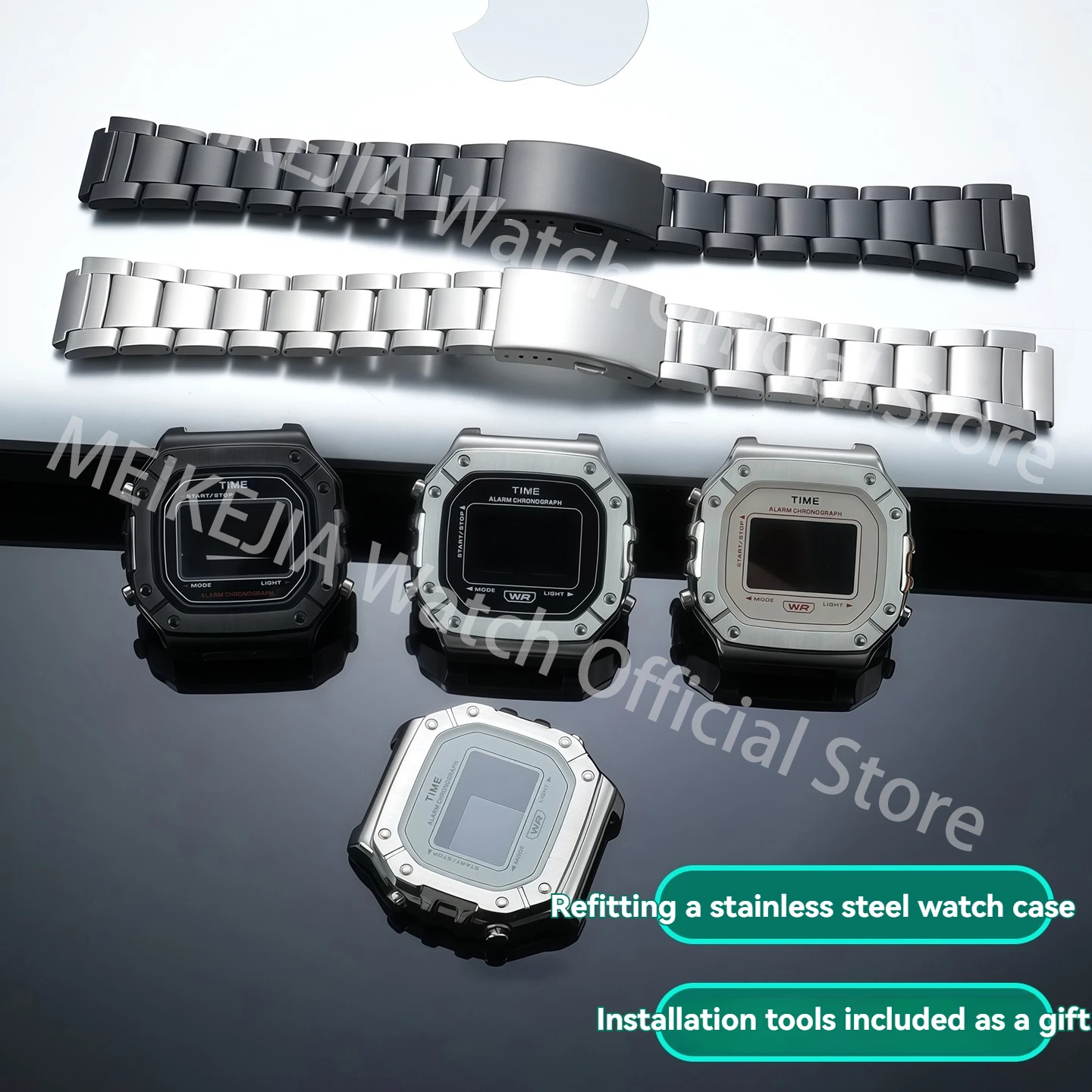 For Casio W-218H Upgrade Stainless Steel Case Mod Kit | Fit 3224 W-218HC W-218HD Watch | High Quality Metal Shell Replacement Se