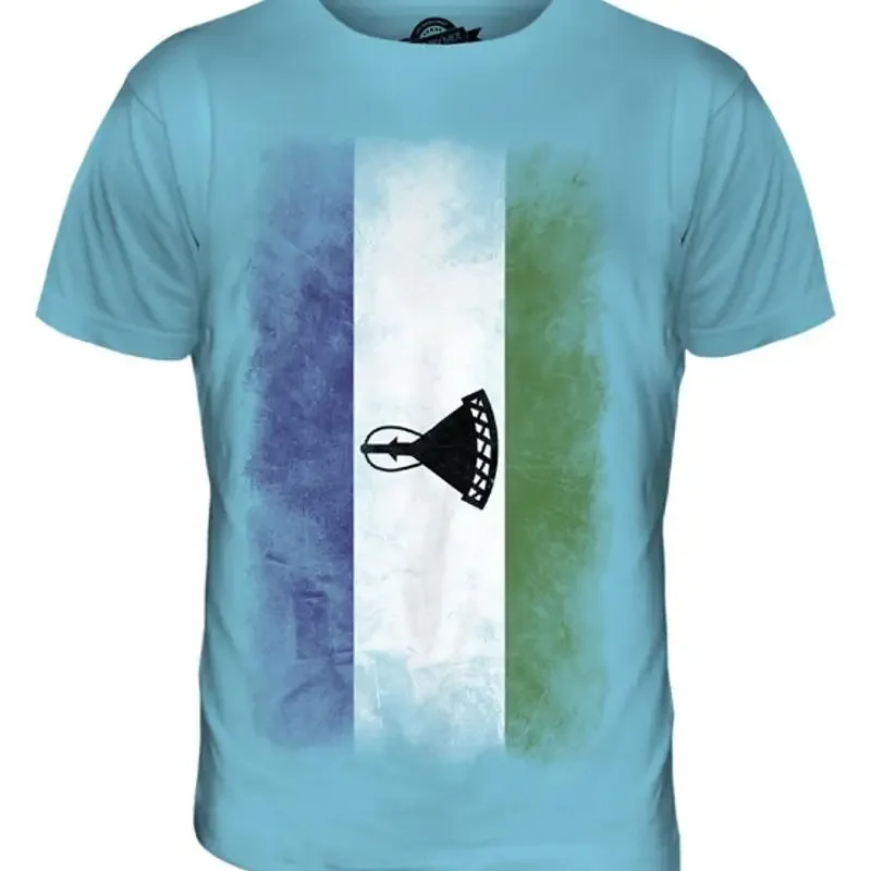 

LESOTHO FADED FLAG MENS T SHIRT TEE SHIRT XS S M L XL 2XL 3XL 4XL 5XL