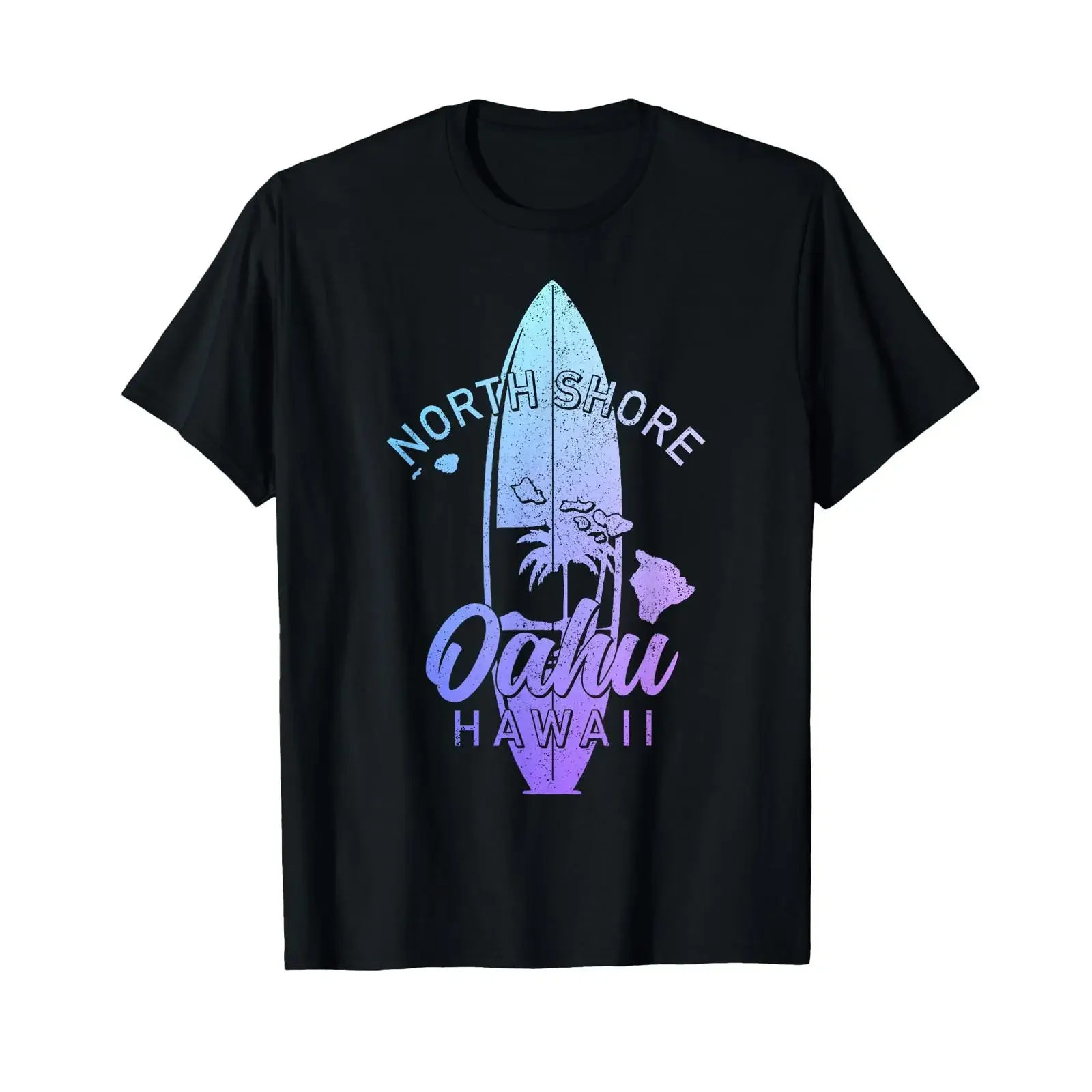 North Shore Oahu Hawaii Surf Board Surfing Surfer Hawaiian T Shirt vintage Washed streetwear Versatile Top For Everyday Wear