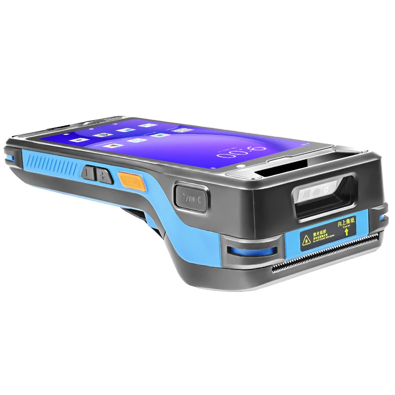 F9860 Handheld PDA Data Collection PC 5.5-inch Ocr Android 13 4GB+64GB Rugged Barcode Scanner PDA with Built-in Thermal Printer