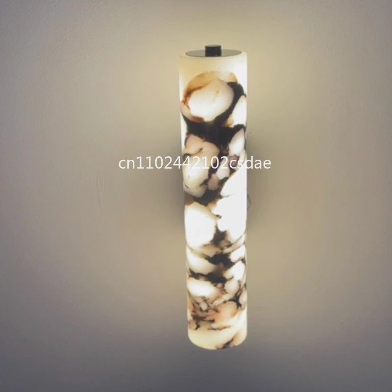 Italian Wall Lamp Natural Marble Bedroom Bedside  Black Modern  Luxury Stone Wall Light Living Room Hallway Decor Wall Sconce