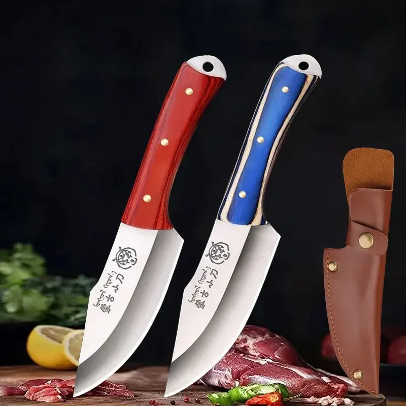 Fogred Boning Meat Cleaver Fruit Vegetable Cutting Knife Wooden Handle Fish Fillet BBQ Peeling Slicing Chef Knife