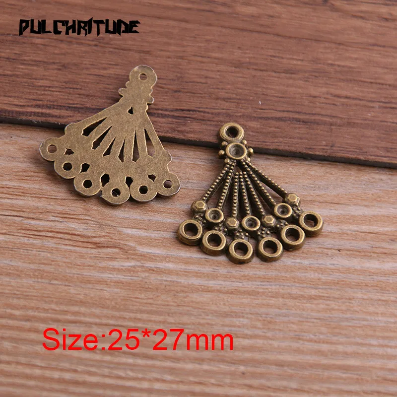 PULCHRITUDE 16pcs 25*27mm Two Color Zinc Alloy Vintage Pendant Charm Jewelry DIY Hollow Circle Connector Pendant Necklace