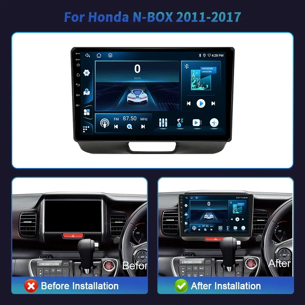 For Honda N-BOX 2011-2017 Car Radio Multimedia Video Player Navigation GPS Android 14 Navigation Wireless Carplay Touch Screen