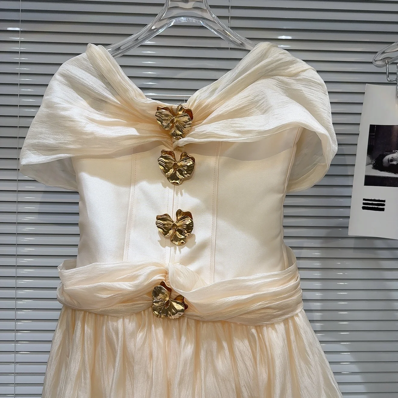 Doux été 2025 métal bleu Me oulder Fibone Bustier Dr taille haute a-ligne jupe ort Sve couleur couvrir