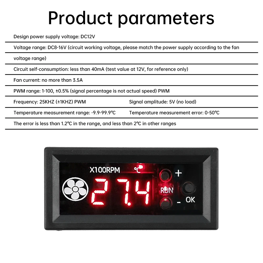 4-Draht-PWM-Lüfterthermostat 12V 3A Drehzahlregler mit Mehrfachfühler für PC-Gehäuse Industriekühlung – Detail 8