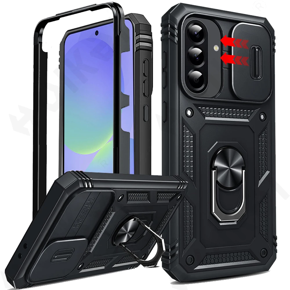 Case for Samsung Galaxy S25 Ultra Plus A17 A16 A56 A36 A55 Edge 4G 5G Slider Camera Protect 360 Full Protection Bracket Cover