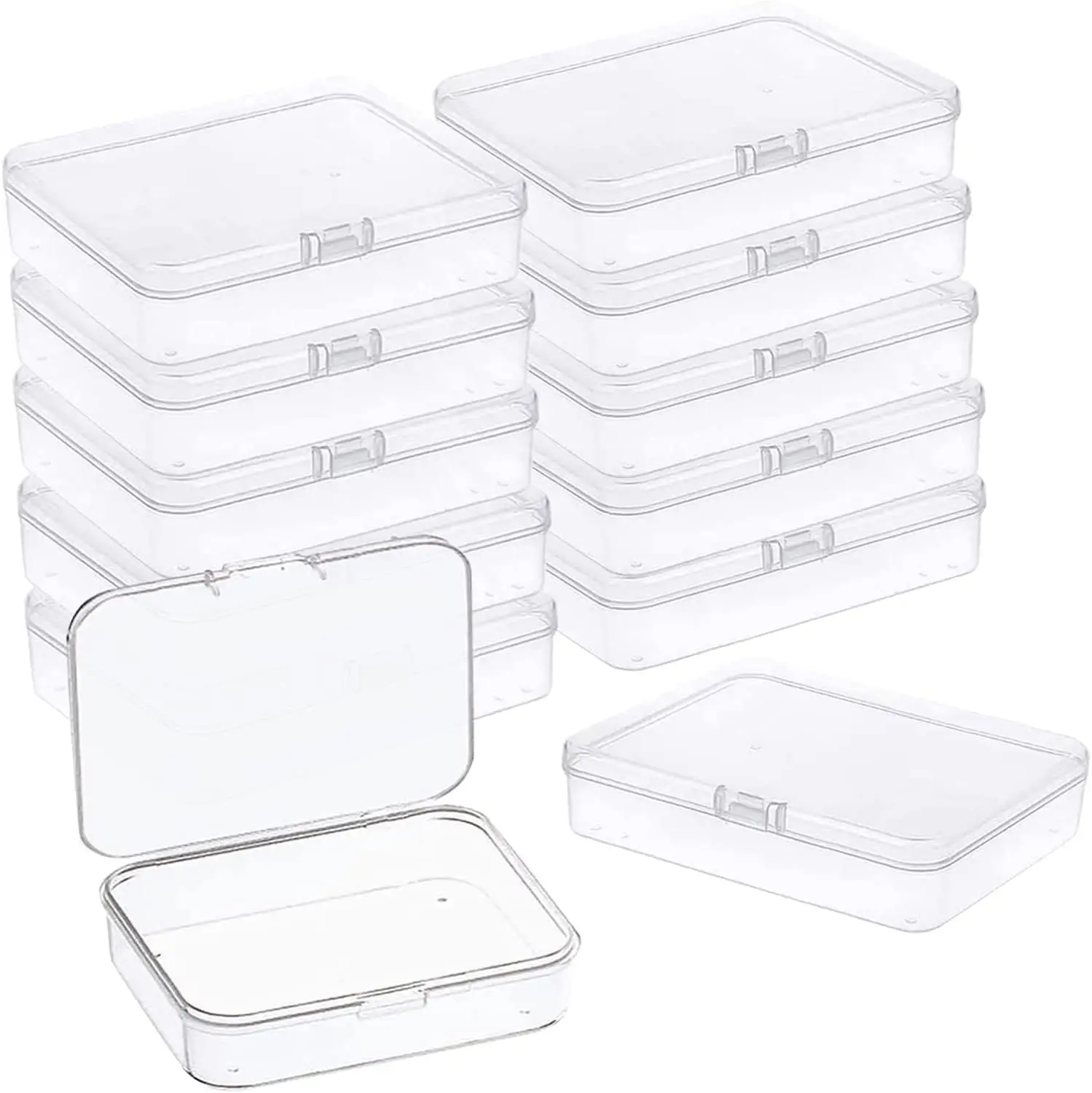 48 Pcs Mini Plastic Storage Containers with Lids, 4.5x3.4 Inches Clear Rectangle Box for Small Items, Beads, Craft Supplies