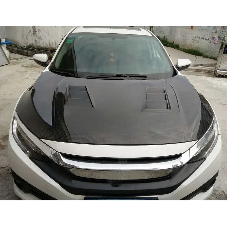 

for H-onda 10th gen c ivic 2016-2018 carbon fiber hood bonnet scoop car engine cover Bodykit