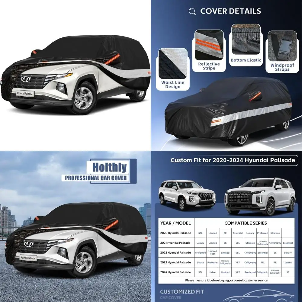 

Waterproof All-Weather SUV Car Cover Custom Fit for 2019-2024 Models, Outdoor Full Cover for Large Vehicles