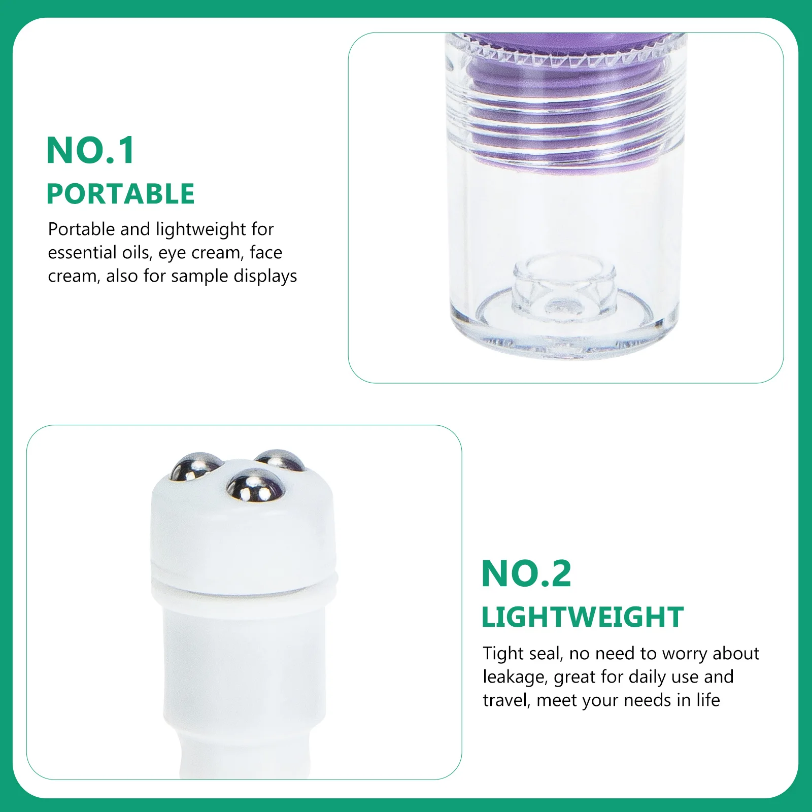

2pcs Lotion Container Eye Cream Face Empty Tube Plastic Ball Dispenser Travel Portable Leakproof Skincare Essential Oil