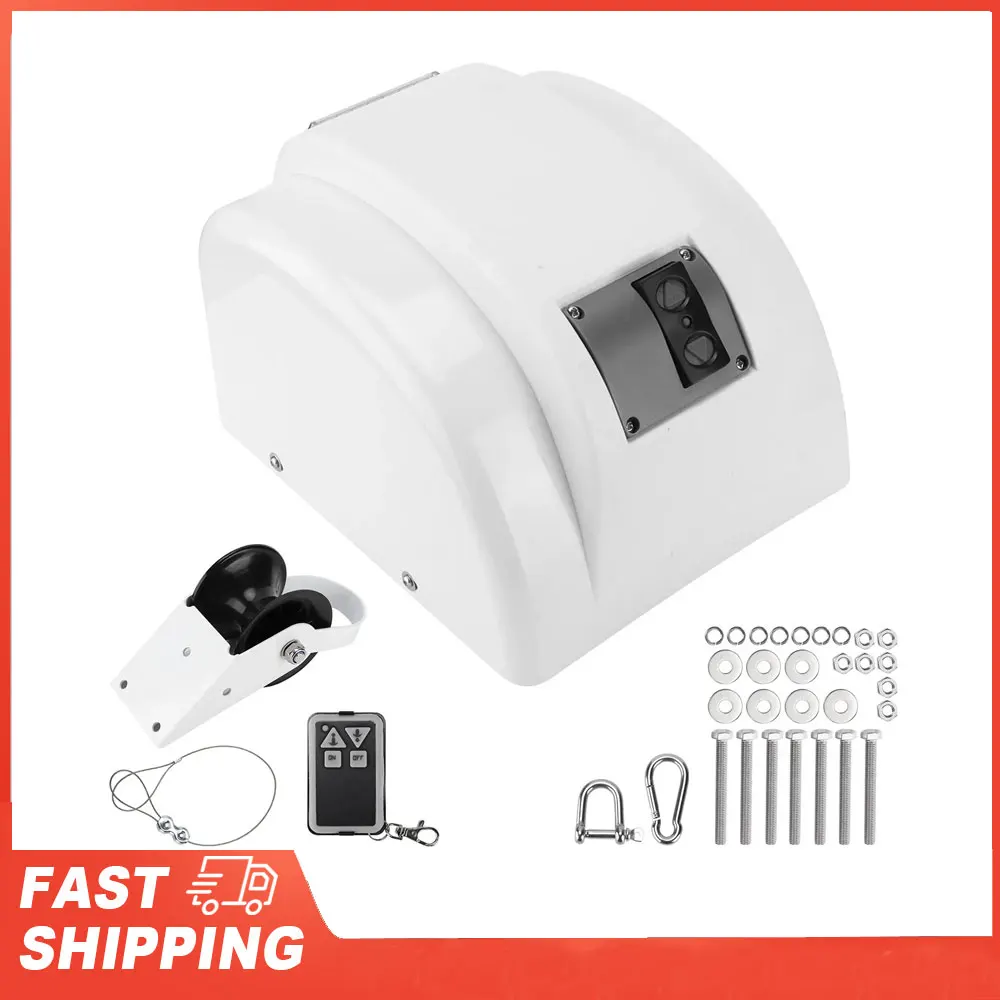

30LBS 12V Electric Winch Marine Winch Windlass Kit with Remote Control for Fishing Boat Marine Electric Anchor Winch Accessory