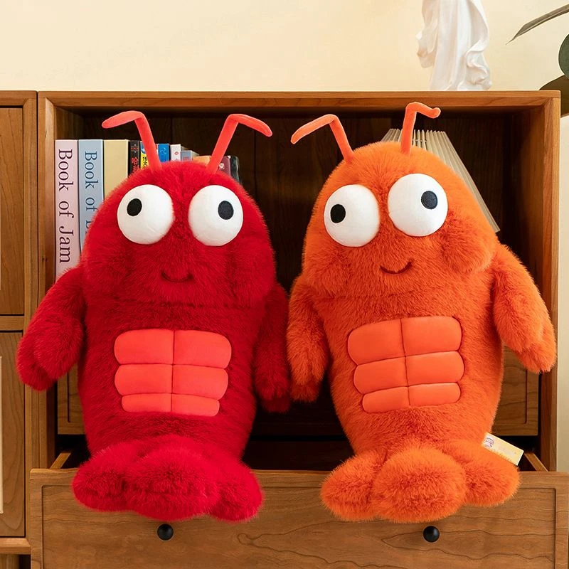 

27CM Cartoon Spicy Crayfish Abdominal Muscle Plush Toy Big Eyes Creative Soft Muscle Crayfish Doll Birthday and Christmas Gift