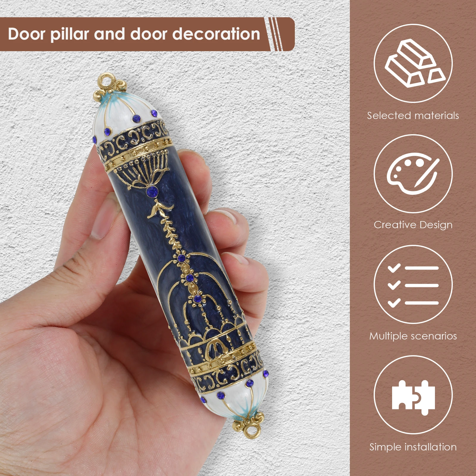 Hand Painted Mezuzah Zinc Alloy Enamel Mezuzah Exquisite Shape Hand Painted Mezuzah Easy to Install Clean Enamel Mezuzah