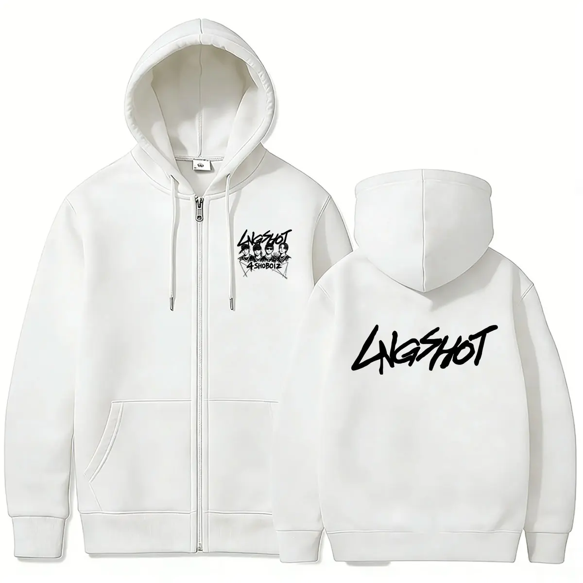 Koreanische Band Jay Park Lngshot Grafik-Reißverschluss-Hoodie 4SHOBOIZ Pop-Musik Zip-Up-Jacke Mantel Herren Damen Kpop Mode Trend Streetwear – Detail 7