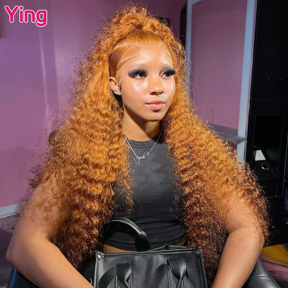 

Ying Remy 12A Ginger Orange Curly Wave 13x6 Lace Front Wig 13x4 Lace Front Wig PrePlucked With Baby Hair 5x5 Lace Closure Wig